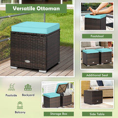 2 Pieces Patio Ottoman with Hidden Storage Space-Mix Grey