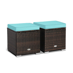 2 Pieces Patio Ottoman with Hidden Storage Space-Mix Grey