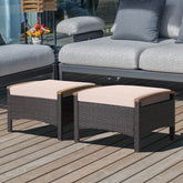 Set of 2 Fade-Resistant Wicker Patio Ottoman-Brown