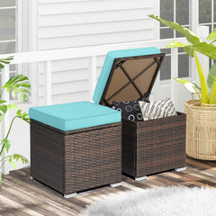 2 Pieces Patio Ottoman with Hidden Storage Space-Mix Grey