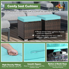 2 Pieces Patio Ottoman with Hidden Storage Space-Mix Grey