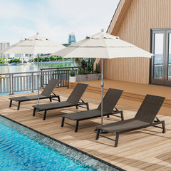 Patio PE Rattan Chaise Lounge with 5-Level Backrest and Wheels-Brown