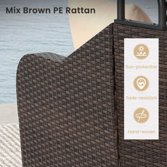 Patio PE Rattan Daybed with Retractable Canopy and Soft Cushions-Beige