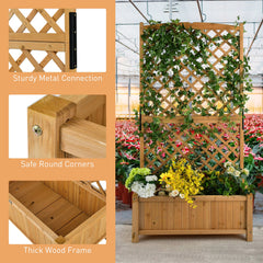 Planter Raised Bed with Trellis for Plant Flower Climbing-Orange