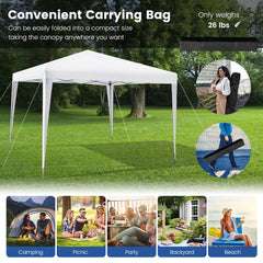 10 x 10 Feet Outdoor Pop-up Patio Canopy for Beach and Camp-White