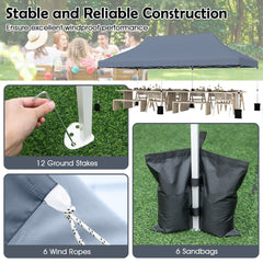 10 X 20 FT Pop up Canopy Tent Foldable Portable Outdoor Gazebo with Carry Bag-Gray