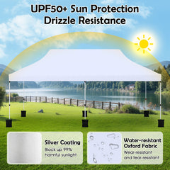 10 X 20 FT Pop up Canopy Tent Foldable Portable Outdoor Gazebo with Carry Bag-White