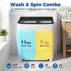 Portable Washing Machine 18 lbs Mini Laundry Machine with 11 LBS Washer