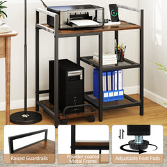 Printer Stand with Charging Station and Storage Shelves