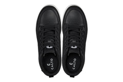 CALTO - Q271 - 2 Inches Taller (Black Noir) - Elevated Leatherette Micro-Perforated Sneakers