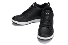 CALTO - Q271 - 2 Inches Taller (Black Noir) - Elevated Leatherette Micro-Perforated Sneakers