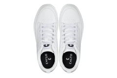 CALTO - Q272 - 2 Inches Taller (White & Gum Sole) -Elevated Leatherette Micro-Perforated Sneakers