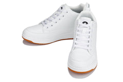 CALTO - Q272 - 2 Inches Taller (White & Gum Sole) -Elevated Leatherette Micro-Perforated Sneakers