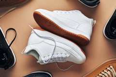 CALTO - Q272 - 2 Inches Taller (White & Gum Sole) -Elevated Leatherette Micro-Perforated Sneakers