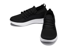 CALTO - QA062 - 2.4 Inches Taller (Black/White Sole) - Lightweight Knitted Sneakers