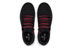 CALTO - QA064 - 2.4 Inches Taller (Black/Red/White Sole) - Lightweight Knitted Sneakers