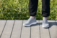 CALTO - QA065 - 2.4 Inches Taller (Grey/White Sole) - Lightweight Knitted Sneakers