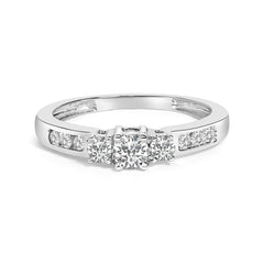 10K White Gold 1/2 Cttw Diamond Three Stone Ring