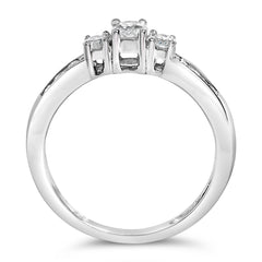 10K White Gold 1/2 Cttw Diamond Three Stone Ring