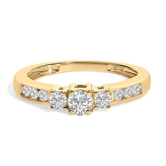 10K White Gold 1/2 Cttw Diamond Three Stone Ring