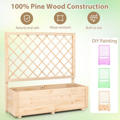 Raised Garden Bed Wooden Elevated Planter Box with Lattice Trellis-L