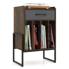 Record Player Stand with Drawer and Record Holder