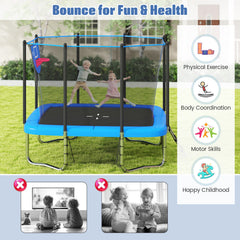Rectangle Outdoor Trampoline 10 x 8 FT Heavy-Duty Trampoline with Basketball Hoop