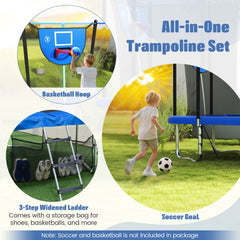 Rectangle Outdoor Trampoline 10 x 8 FT Heavy-Duty Trampoline with Basketball Hoop