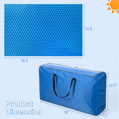 Rectangle Swimming Pool Cover 12-MIL Heat Retaining Pool Solar Blanket with Carrying Bag