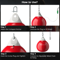 18 Inch 110 Pound Heavy Punching Water Aqua Bag with Adjustable Metal Chain-Red