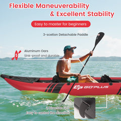 Inflatable 2-person Kayak Set with Aluminium Oars and Repair Kit-Red