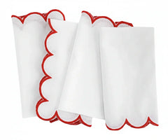 Red Fabric Napkins - Scalloped