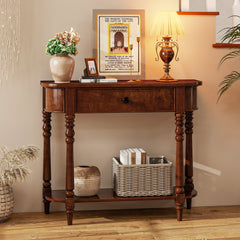 Retro Console Table 36"L Wooden 2-Tier Narrow Behind Couch Foyer Table