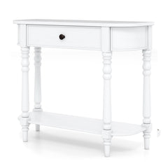 Retro Console Table 36"L Wooden 2-Tier Narrow Behind Couch Foyer Table