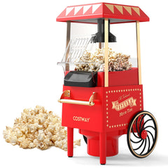 Retro Hot Air Popcorn Maker 1200W with Kernel Measuring Cup-Red