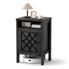 Robot Vacuum Storage Cabinet with Door and Open Shelf for Living Room Bedroom