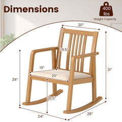 Rocking Chair with Slatted Back and Curved Armrests