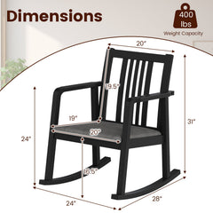 Rocking Chair with Slatted Back and Curved Armrests