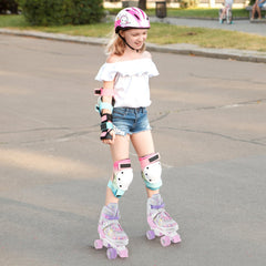 Roller Skates for Teens 4 Sizes Adjustable with Light-up Wheels for Boys Girls Ages 13+