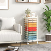 10 Drawer Rolling Storage Cart Organizer with 4 Universal Casters-Macaron Multicolor