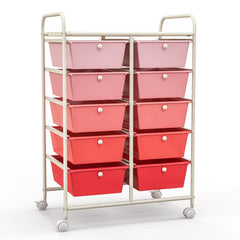 10-Drawer Rolling Storage Cart-Gradient Pink