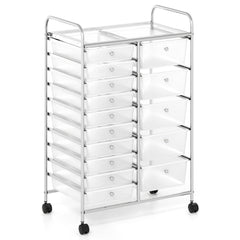 Rolling Storage Cart 15-Drawer Trolley with Chrome Plated Metal Frame