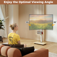 Rolling TV Stand on Wheels Mobile TV Cart for 32-75 Inch TVs Portable AV Cart