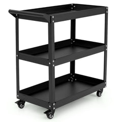 3-Tier Rolling Tool Cart with Spacious Shelves 4 Universal Wheels and 2 Brakes