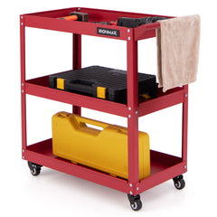 3-Tier Rolling Tool Cart with Spacious Shelves 4 Universal Wheels and 2 Brakes