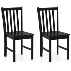 Rustic Dining Chairs Set of 2 Wooden Kitchen Chairs with Slat Tilt Backrest
