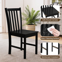 Rustic Dining Chairs Set of 2 Wooden Kitchen Chairs with Slat Tilt Backrest
