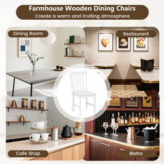 Rustic Dining Chairs Set of 2 Wooden Kitchen Chairs with Slat Tilt Backrest