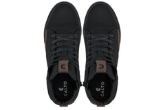 CALTO - S3422 - 2.4 Inches Taller (Black/Coffee Brown) - Cap Toe High Top Zip-Up Sneaker Boots