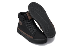 CALTO - S3422 - 2.4 Inches Taller (Black/Coffee Brown) - Cap Toe High Top Zip-Up Sneaker Boots